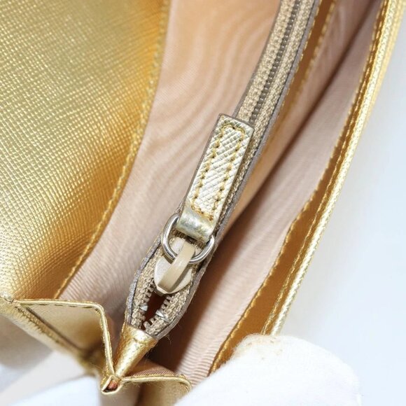 PRADA Long Wallet Safiano leather Gold Auth 142948 - Picture 15 of 16